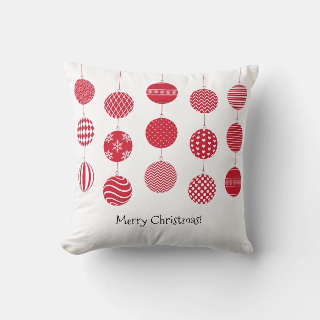 Rode Kerstballen Kussen (Voorkant)