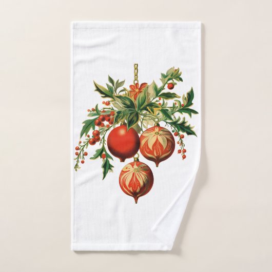 Rode kerstballen met Holly Festive Bad Handdoek (Handdoek)