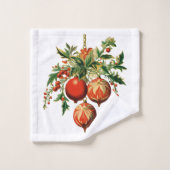 Rode kerstballen met Holly Festive Bad Handdoek (Wasdoekje)