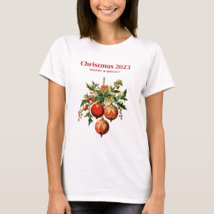 Rode kerstballen met Holly Festive T-shirt