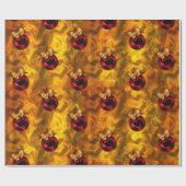 Rode kerstballen op goud cadeaupapier (Vlak)