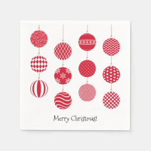 Rode kerstballen Papier Napkin Servet