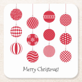 Rode Kerstballen Papier Onderzetter