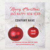 Rode kerstballen wijn etiket (Enkel label)