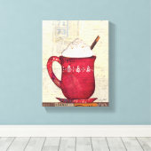 Rode kerstbeker canvas afdruk (Insitu (Houten vloer))