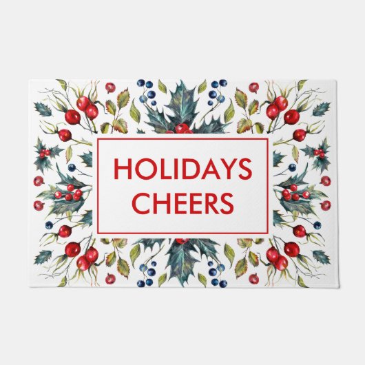 Rode kerstbessen deurmat (Voorkant)