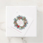 Rode Kerstbessen en dennenkrans Kraft Bedankjes Labels (In situ)