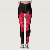 Rode kerstbloem leggings (Voorkant)