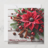 Rode kerstbloem op traditioneel wit hout feestdagenkaart (Voorkant)