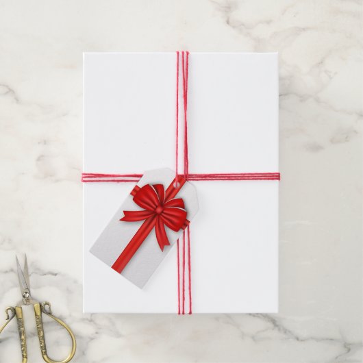 Rode kerstboei cadeaulabel (Met Touw)