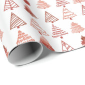 Rode kerstbomen cadeaupapier (Rol Hoek)