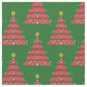 Rode kerstbomen met mistletoe stof