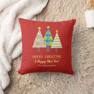 Rode Kerstboom Aangepaste Vakantie Kussen