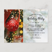 Rode Kerstboom Bal - Kerstfeest Uitnodiging Briefkaart (Voorkant)