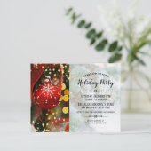 Rode Kerstboom Bal - Kerstfeest Uitnodiging Briefkaart (Staand voorkant)