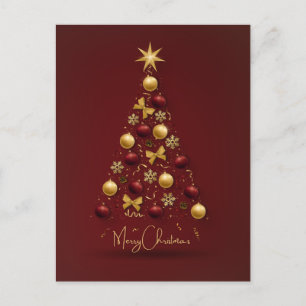 RODE KERSTBOOM BALLEN confetti Briefkaart