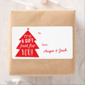Rode kerstboom cadeau Label Sticker (Insitu)