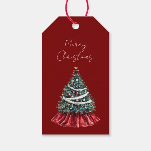 Rode Kerstboom Cadeaulabel (Voorkant)
