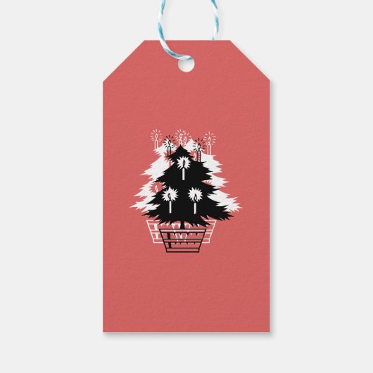  rode kerstboom cadeaulabel (Achterkant)