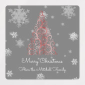 Rode kerstboom en Snowflakes Baking Labels (Design 1)