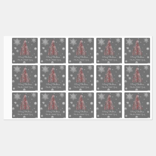 Rode kerstboom en Snowflakes Baking Labels (Vel)