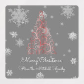 Rode kerstboom en Snowflakes Baking Labels (Design 2)
