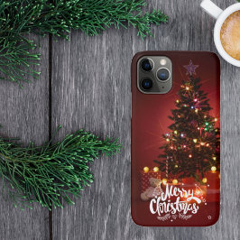 Rode Kerstboom met Cadeaus Vrolijke Kerstmis iPhone 11 Pro Hoesje