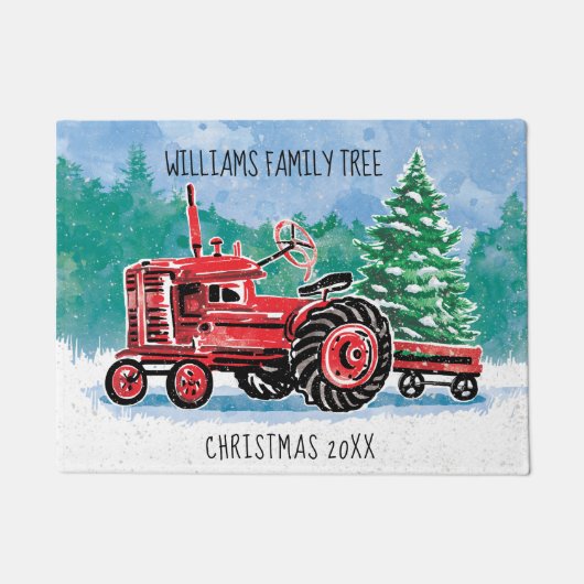 Rode  kerstboom Naam toevoegen Deurmat (Voorkant)