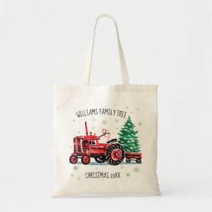 Rode  kerstboom Naam toevoegen Tote Bag