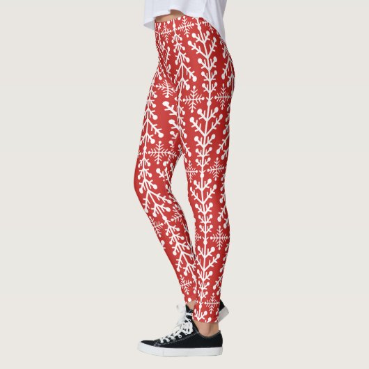 Rode kerstboom Nordic Fair Isle Knit Pattern Leggings (Links)