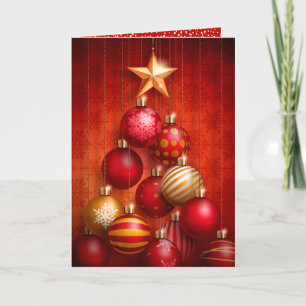 Rode Kerstboom Ornamenten Gevouwen Zaken Feestdagen Kaart