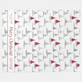 Rode Kerstboom Patroon#5 ID1009 Fleece Deken (Voorkant (Horizontaal))