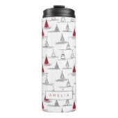 Rode Kerstboom Patroon#5 ID1009 Thermosbeker (Voorkant)