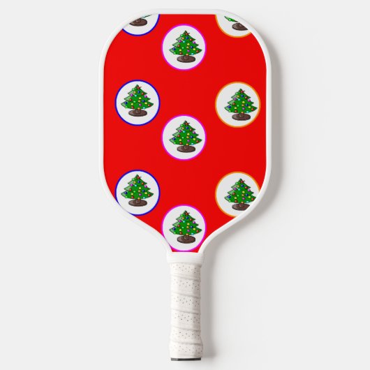 Rode kerstboom pickleball paddle (Voorkant)