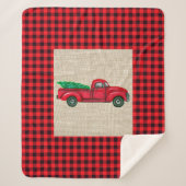  Rode Kerstboom Truck Sherpa Deken (Voorkant)