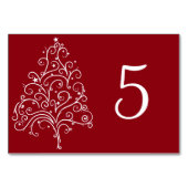 Rode Kerstboom Winter Bruiloft Tafel Nummers Kaart (Voorkant)
