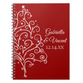 Rode kerstboom Winterbruiloft Notitieboek (Voorkant)