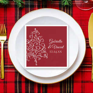 Rode kerstboom Winterbruiloft Servetten