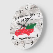 Rode kerstboomfamilie grote klok (Hoek)