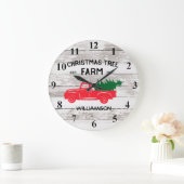 Rode kerstboomfamilie grote klok (Huis)