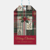 Rode Kerstcadeau label Rustic Plaid Tartan Pattern Cadeaulabel (Voorkant)