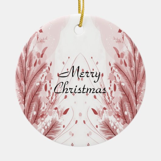 Rode kerstdennenboom Sneeuw Mooi Keramisch Ornament (Voorkant)