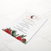 Rode kerstfeest Joy Foliage Wreate Folie Uitnodiging (Gedraaid)