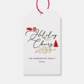 Rode kerstfeestjes cadeaulabel (Voorkant)