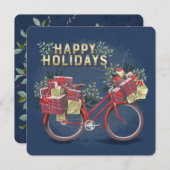 Rode kerstfiets met Cadeaus Kaart (Voorkant / Achterkant)
