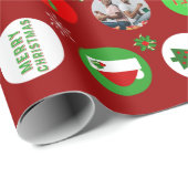 Rode kerstfoto cadeaupapier (Rol Hoek)