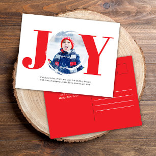Rode Kerstfoto Collage Joy Typografie Feestdagenkaart