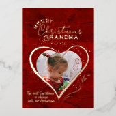 RODE Kerstfoto Oma Folie Feestdagenkaart (Voorkant)