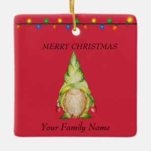 Rode kerstgnomen keramisch ornament