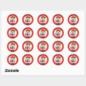 Rode kerstgnoom ronde sticker (Vel)